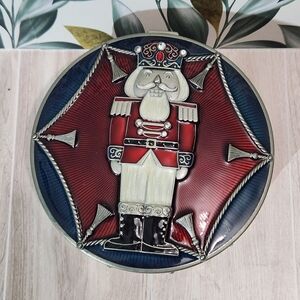 Olivia and Gracie Nutcracker Drum Trinket Box 5.5" Enameled Metal Jewelry Box